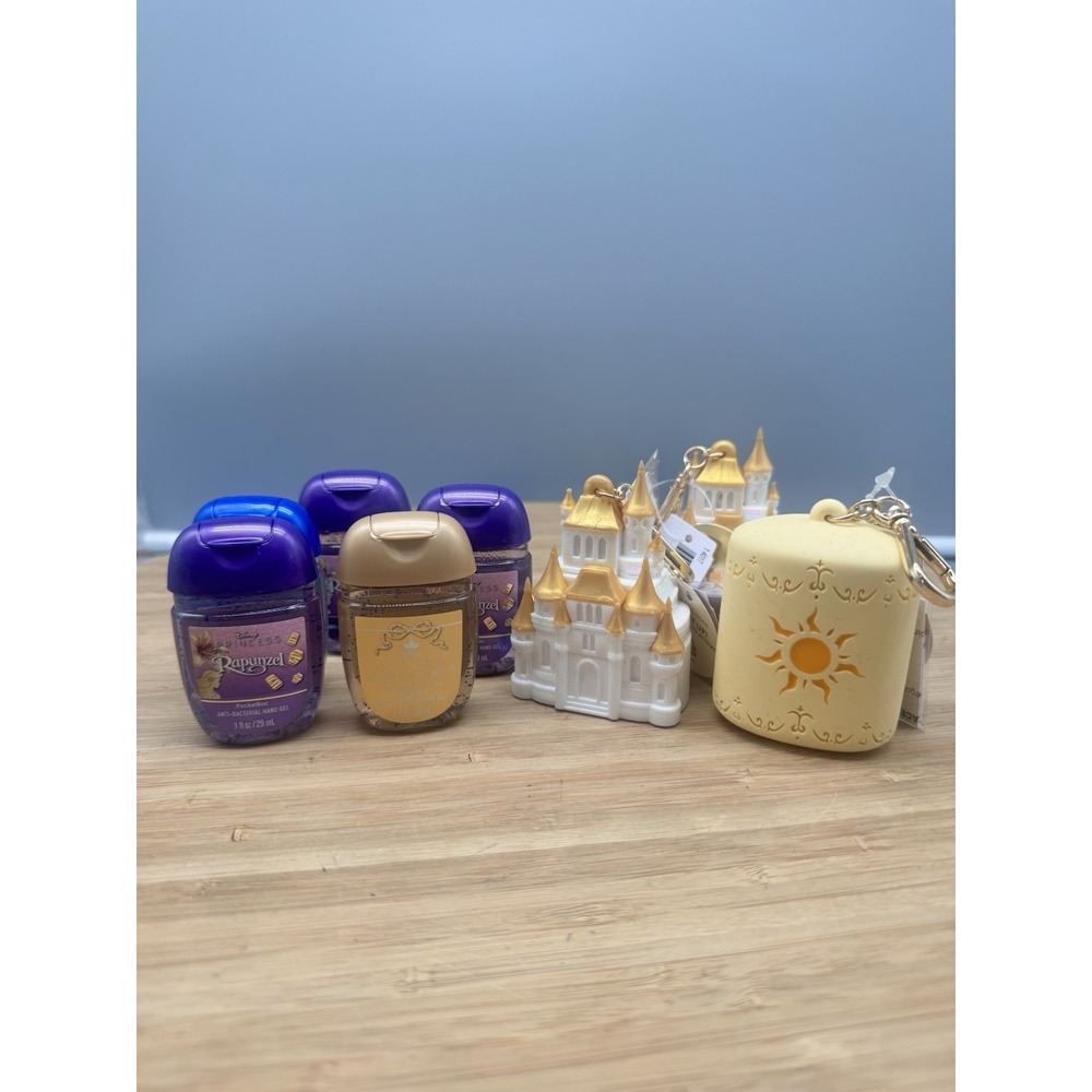 Disney Parks Rapunzel Hand Sanitizer Holders & Sanitizers Lot of 6 Tangled